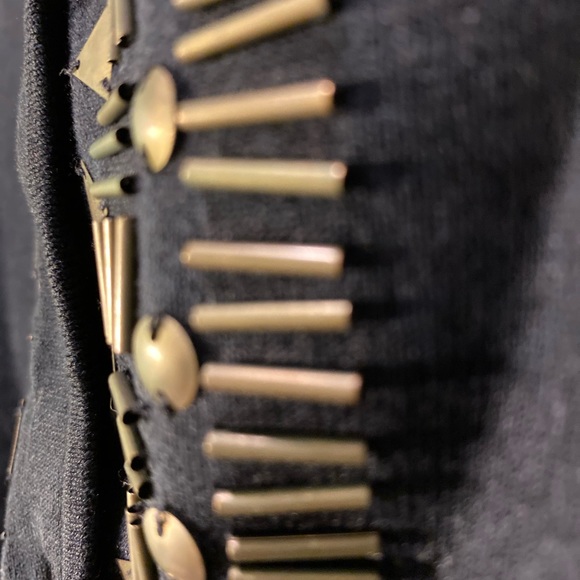 Puff sleeve cropped cardigan w/ brass bead detail - Picture 4 of 5